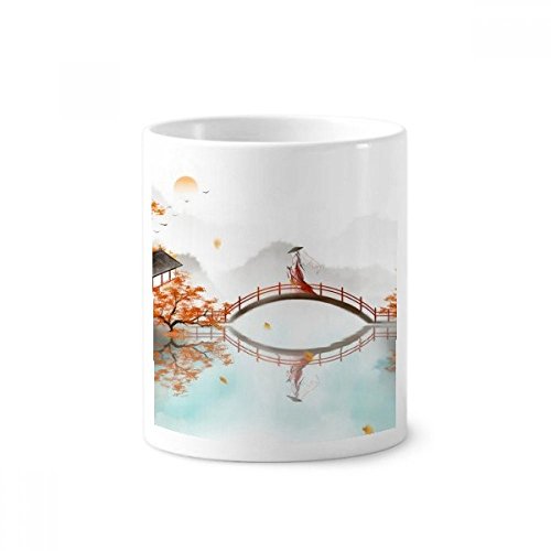 Cadeau original tasse blanche aquarelle 350ml céramique style chinois pour anniversaire