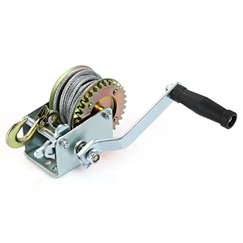 GOYADA 1 Pcs Treuil Manuel 360kg (800lbs), Treuil à Câble Manuel - avec 7M de Câbles Robustes et Crochet, Treuil Manuel pour Remorque, Voiture, Bateau
