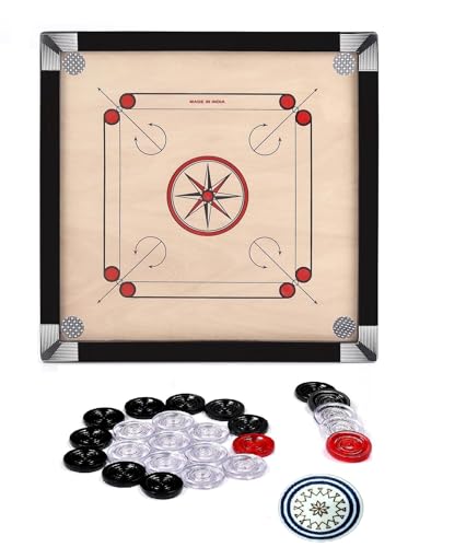 Image of Pro Play Priminum Wooden Carrom Board for Kids & Adults with Coins Striker and Boric Powder (Medium Size 26 * 26 Cristal Coin)
