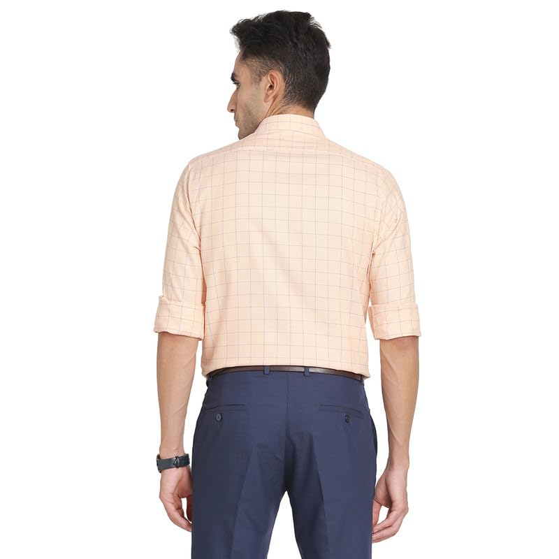 Turtle Camicia formale da uomo 100% cotone slim fit beige a quadri
