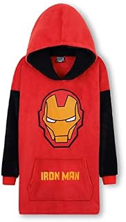 Marvel Oversized Blanket Hoodie Kids Avengers Captain America Iron Man Thor Hulk (Red)