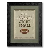 Positive Affirmations Wall Art 08x10 inch Black Framed Boys Sports Football Canvas Poster All Legends Start Small Motivational Quote Prints for Nursery Room Wall Decor