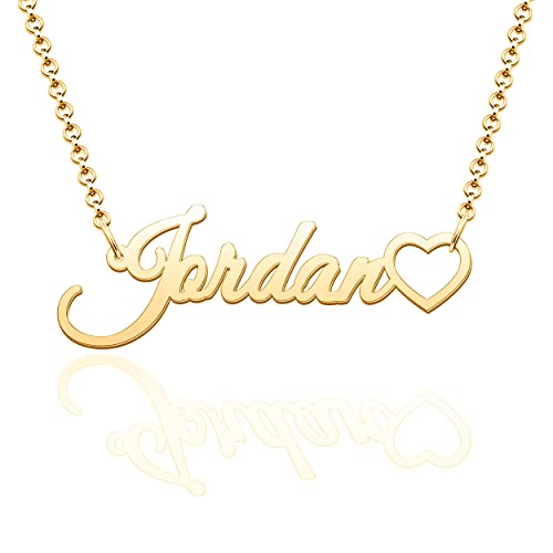 925 Sterling Silver Heart Personal Name Necklace Semi-Custom Made Customized Personalized Gift for Girls Boys Women Men