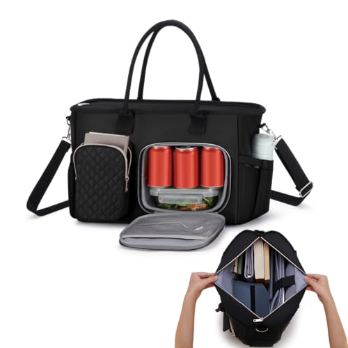 Women Laptop Tote Bag with Insulated Lunch Compartment,15.6'' Teacher Work Computer Bag,Large