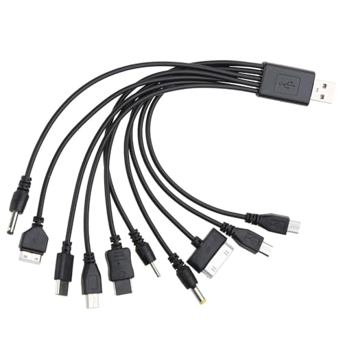 TypoGrove Cargador múltiple USB 10 en 1, cables USB para teléfonos móviles, universal a enchufe múltiple, 20 cm
