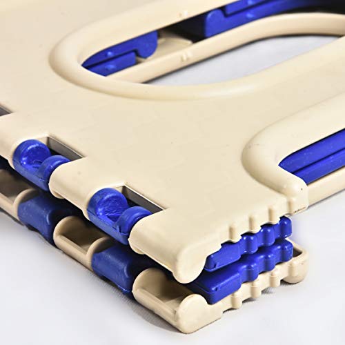 Image of U-MAX 12 Inch Portable Folding Step Stool, Compact, Lightweight & Durable for Kitchen, Bathroom, Outdoor Use (Blue-Ivory)