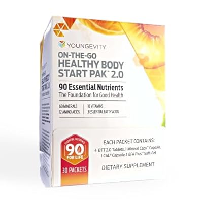 Youngevity On-The-Go Healthy Body Start Pak 2.0 - Includes Multi-Vitamins, Minerals, EFAs, Amino Acids | 90 Essential Nutrients | 30-Day Supply
