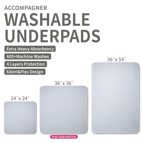 Image of Accompagner Incontinence Bed Pads Washable Waterproof 36 inchx36 inch 6pc