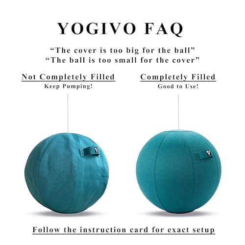 Image of Sitting Ball Chair for Office and Home, Pilates Exercise Yoga Ball with Cover for Balance, Stability and Fitness, Ergonomic Posture Exercise Ball Seat with Handle and Pump