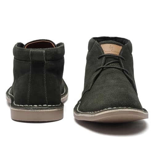 Image of LOUIS STITCH Chukka Boots For Men| Suede Leather Boots for Men| High Ankle Casual Boot | Casual Office & Trekking Shoes | Hiking Boots for Men | Stitch Down Desert Boots | Size-UK12 Moss Green [LSSDSUCKCUGR]