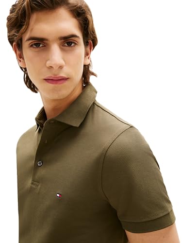 Image of Tommy Hilfiger Men's Short Sleeve Polo Shirts in Slim Fit with Stretch and Organic Pique Cotton