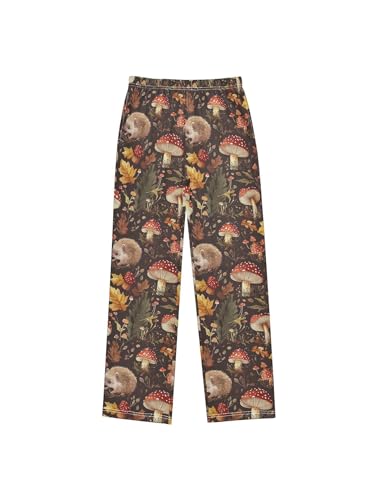 ZZKKO Fall Mushrooms Hedgehogs Boys Pants for Kids Jogger Pants with Pockets S
