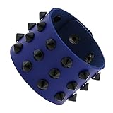 iZasky Leather Spike Bracelet Punk Rivet Cuff Bangle Metal Studded Jewelry Cosplay Emo Gothic Wristband for Women Men (Blue)
