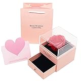 🌹Tamaño: El diámetro de la rosa es de aproximadamente 7 cm. Cajón para joyas: 9 x 9 x 10 cm. Puedes poner en el cajón pulseras, collares, anillos y relojes normales, notas y otros pequeños objetos significativos. Esta es la idea perfecta para llevar sorpresas.