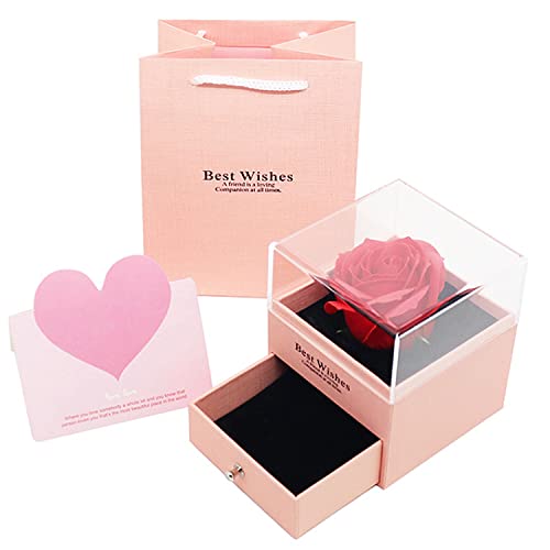 Rosa Preservada, Rosa Eterna Roja en Caja Joyería, Joyero de Regalo para el Día de San Valentín Aniversario de Bodas Día de la Madre Navidad Cumpleaños Regalos Románticos - Rosa… Cover