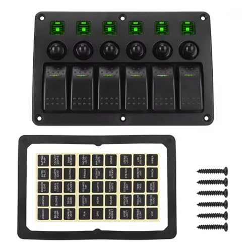 Panneau interrupteurs marine 6 gangs avec éclairage led bleu