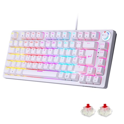K248 - Mechanische Gaming-Tastatur DE (QWERTZ), Kabelgebunden, MX Red, Multimedia-Rad, USB-C, RGB-Hintergrundbeleuchtung, 82 Tasten, Anti-Ghosting, PC/PS4/PS5/Xbox (Weiß) - Tastiera gaming - Immagine 7
