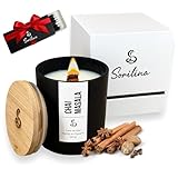 SORILINA Vela Chai Aromática Grande con Caja Regalo y Mecha de Madera Cera de Soja Aroma Intenso Hecho a Mano en España 220gr hasta 55h Larga Duración (Chai Masala)