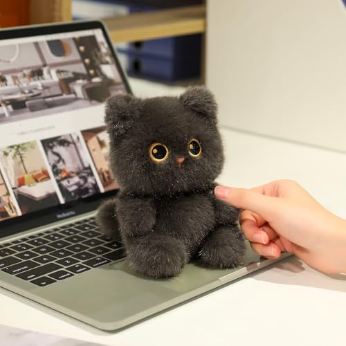 Image of Ditucu Palm-Sized Cat Stuffed Animals Cute Soft Plush Dolls Small Plushies Toys Gifts for Kids Grey 6 inch