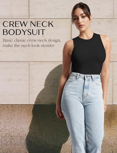 yogingo women39s crew neck sleeveless bodysuits racerback halter tank top body suits for womens sexy going out leotards