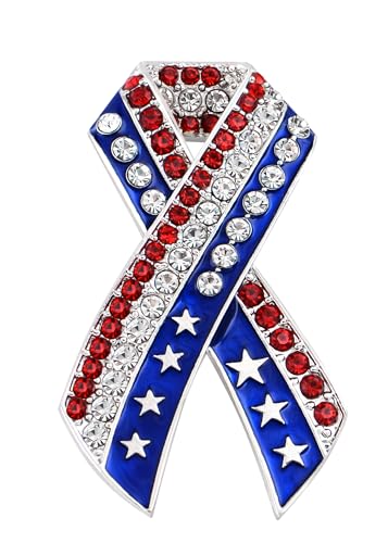 Image of Alilang American Flag USA Sparkly Crystal Rhinestone 4th of July Patriotic Pin Brooch