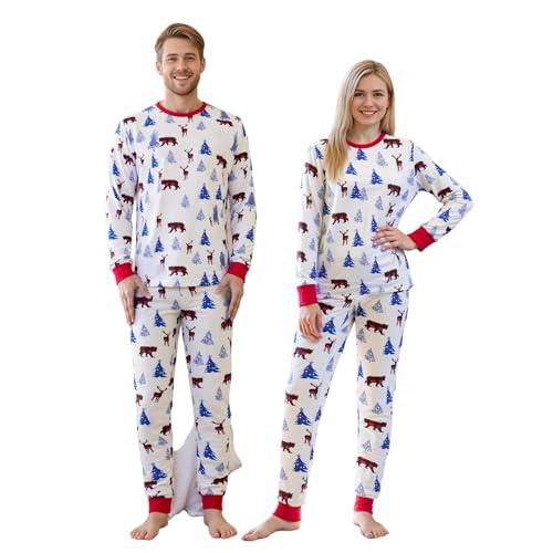 MXVPY Couples Matching Pajamas - Cute His and Hers Cotton Pajamas Sets men&women 2 piece Lounge Lets | Christmas Pjs