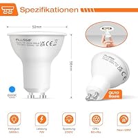 ALUSSO 7W GU10 LED Lampe Kaltweiß 6000K, 560 Lumen LED Leuchtmittel ersetzt 70W Halogenlampe, Nicht Dimmbar, 120 Grad Abstrahlwinkel, 4 Stück – Ansicht 2