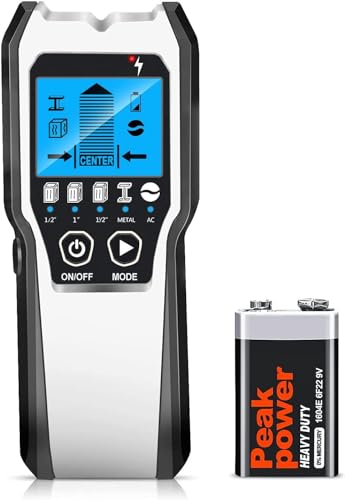 FOLAI Detector de pared 5 en 1 - Detector de pernos multifunción con pantalla LCD y alarma de sonido para encontrar líneas eléctricas, vigas de madera
