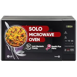LG 20 L Solo Microwave Oven (MS2043BP, Black, Health plus Menu, I-Wave Technology, Indian Cuisine, Even Reheat & Defrost, Auto Cook Menu, Anti-Bacterial Cavity & Steam Clean)