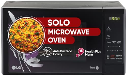 LG 20 L Solo Microwave Oven (MS2043BP, Black, Health plus Menu, I-Wave Technology, Indian Cuisine, Even Reheat & Defrost, Auto Cook Menu, Anti-Bacteri