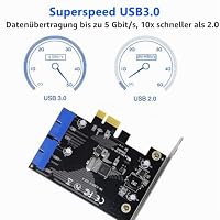 SinLoon PCI Express auf Dual 19 Pin USB 3.0 Karte PCI-e auf internen 20-poligen Stecker Adapter für PC (19-polig) – Ansicht 3