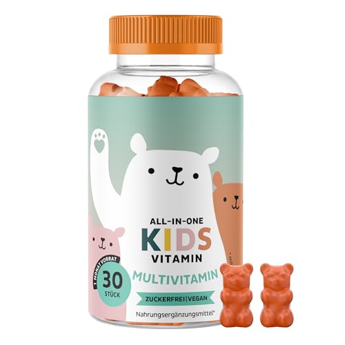 All-in-One Multivitamin-Gummies für Kinder+4 - Unterstützung des Immunsystems mit Vitaminen B12 C D E und Jod 30 Stück (1-Monat Vorrat) - Vegan Zuckerfrei - Bears with Benefits