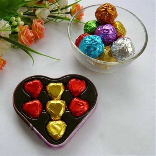 Image of CAKE DECOR Aluminum Cut Foil Chocolate Wrapper - Multicolor 8cm x 8cm / 3.15 x 3.15 inches - 200pcs, Perfect for Candy & Dessert Wrapping