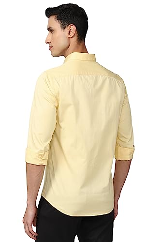 Image of Peter England Men's Slim Fit Full Sleeve Casual Shirt in Twill Weave Cotton