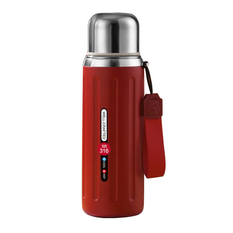 Botella Termica 800ml, Botella Agua Aislada, Vaso Térmico Acero Inoxidable, Termo de Vacío con Filtr, Se Mantiene Caliente o Frío 24 Horas (Rojo)