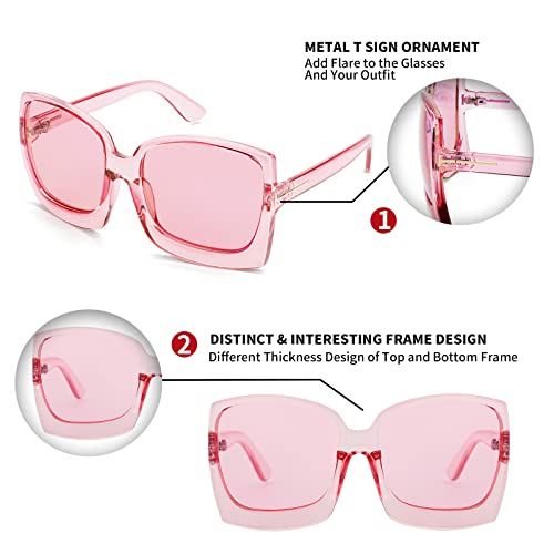 Karsaer Retro Square Round Oversized Women Sunglasses Large Frame Vintage Women Shades K7075 #TOP4