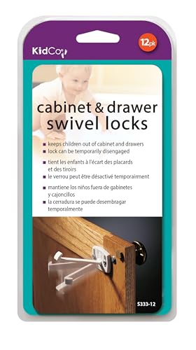 KidCo 12 Count Swivel Cabinet and Drawer Lock, Cabinet Locks Baby Proofing - Child Proof Drawer Locks - Child Safety Cabinet Latches