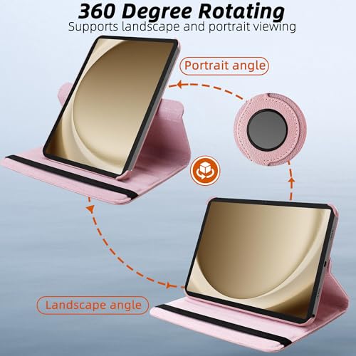 Image of TGK 360 Rotatable Flip Cover for Samsung Galaxy Tab A11+ Plus 11 Inch 2025 Case /Galaxy Tab A9 Plus 2023 (Rose Gold)