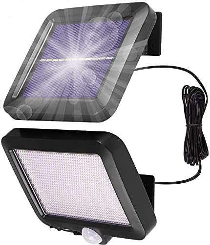 Lámparas solares para exterior IP65 resistente al agua, foco exterior, 56 LED, lámpara solar de 120°, ángulo de iluminación de 3 modos, lámpara de pared con cable de 16,5 pies Cover