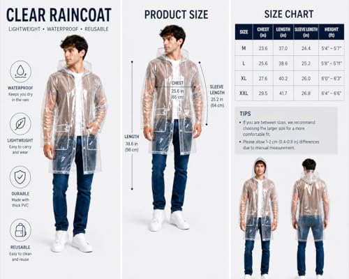 Image of Krystle Men's PVC Rainsuit with Hoods and Side Pocket, 100% Waterproof Portable Rainwear (Multicolor,Multisize)