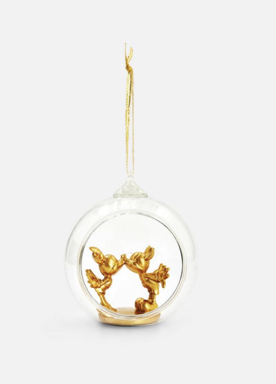 Primark Limited Gold Disney Mickey Mouse & Minnie Mouse Kissing Bauble Christmas Tree Hanging Ornament Decoration Primark