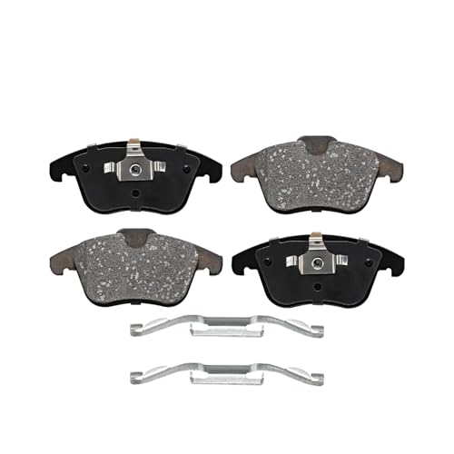 Image of Detroit Axle - 6pc Front Brake Kit for 11-18 Volvo S60 08-10 V70 08-16 XC70 07-16 S80 15-18 V60, 12-15 Land Rover Range Rover Evoque, Drilled Disc Brake Rotors Ceramic Brakes Pads : 11.81 inch inch Rotor