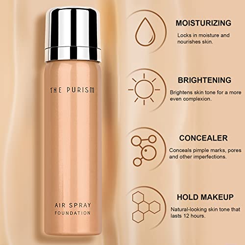 Topcent Airbrush Foundation Makeup Spray With Brush, Long Lasting Waterproof Full Coverage Foundation For Brighten, Concealer And Hydrating, Natural Matte Finish, 2.36Oz (#01 Natural) #TOP3