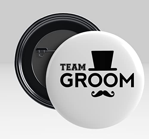 Image of Team Groom badges|Wedding badges (props) for Team Ladkewale and family|Batches for Wedding, Bachelor /Reception Party and Events|Groom squad badge|Multicolo|Size 58mm