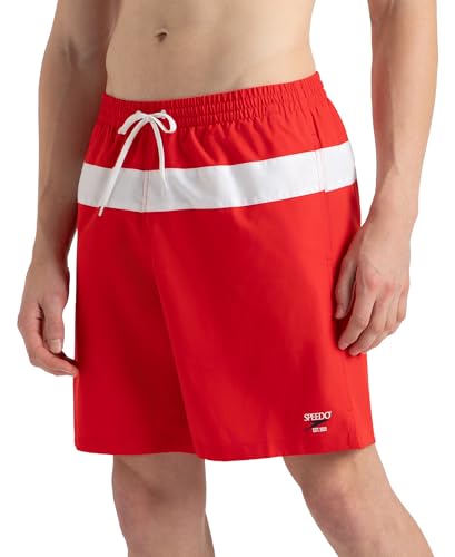 Image of Speedo Men's 4 Way Comfort Stretch Volley Watershorts with Side Pockets | 100% Recycled Polyester | Water Repellent | Chlorine Resistant | UPF 50+ Sun Protection Swimming Trunks
