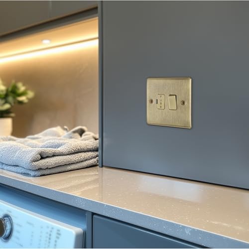BG Electrical Switched Fused Connection Unit, Fused Spur Switch, Double Pole, Raised and Slim Profile, Round Edges, Nexus Metal, Antique Brass, 13A, NAB50