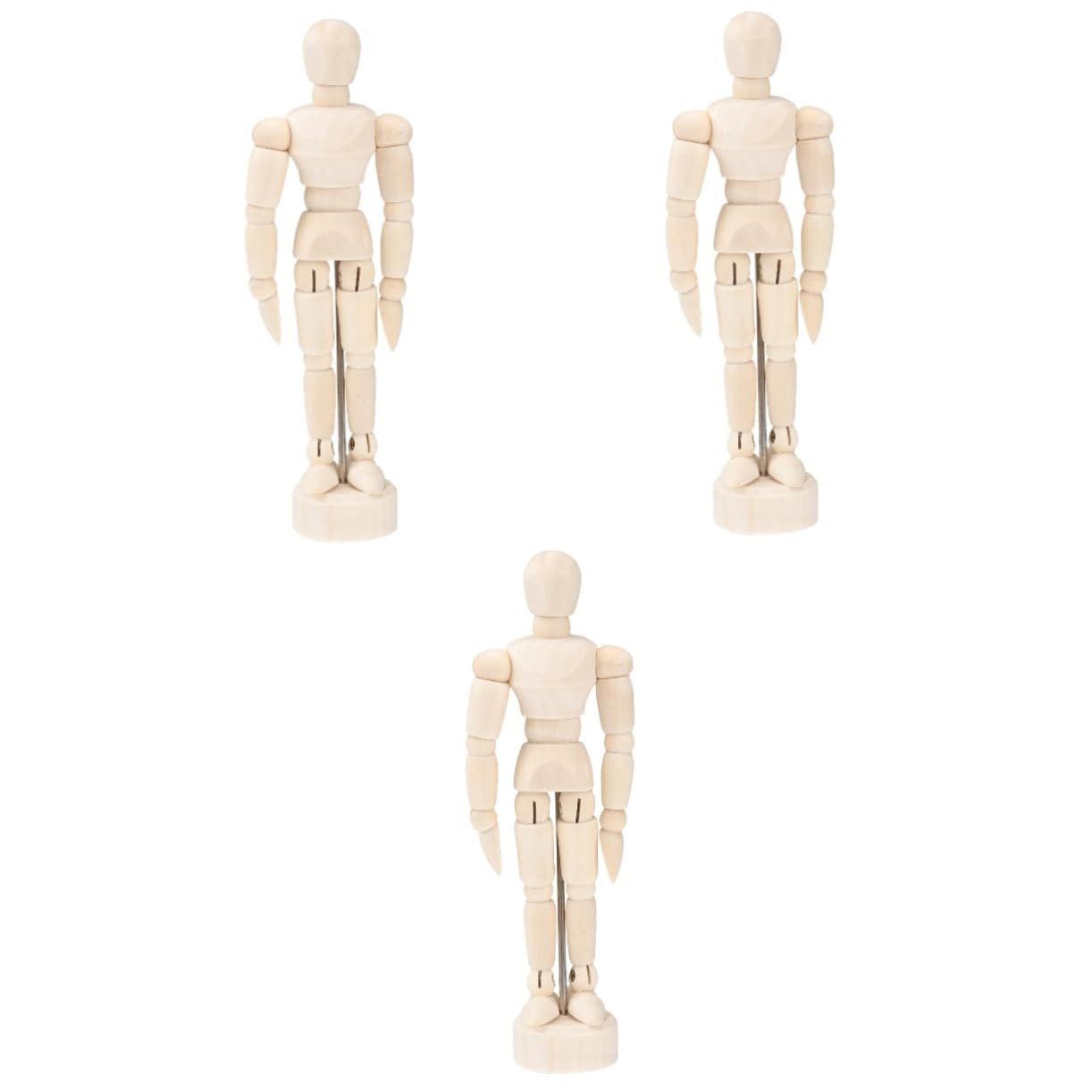 Lot De 3 Mannequins De Dessin en Bois Figurines De Corps Humain pour Artistes Base Articulée Corps Flexible Modèle Articulé Mobile 3 Pièces X 3