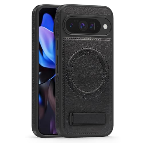 Housse en cuir Google Pixel 10 Pro robuste noire finition premium de marque Ysnzaq
