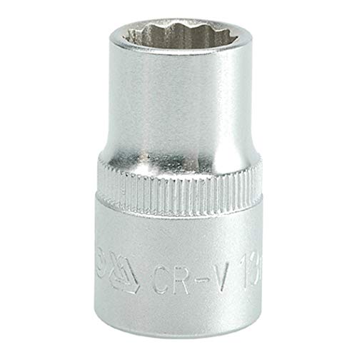 Image of Yato YT-1275 Bihexagonal Socket of Size 13mm & Length 38mm Suitable for 1 /2 inch drive Socket Wrench Set |DIN3121 CrV Chromium Satin Plated Steel|Socket Tool Box|Use: Mechanical Tools|Industrial tool inch