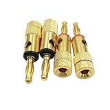 10Pcs Brass 4mm Banana Spiral Type Gold Screw Stereo Speaker Audio Terminal Adapter Electronic Connector(Red)